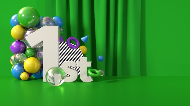 Foto modelo de banner de vencedor 1 lugar, render 3d