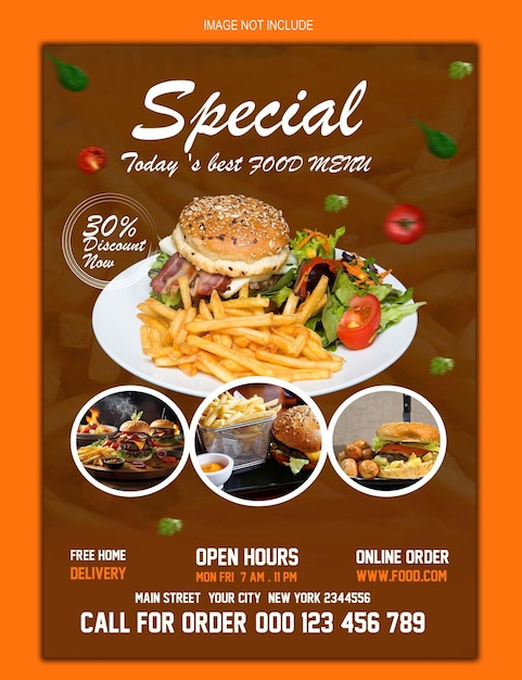 Modelo de banner e cartaz do PSD Food Flyer para marketing digital