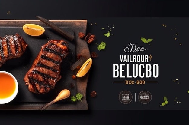 Foto modelo de banner horizontal delicioso para churrasco