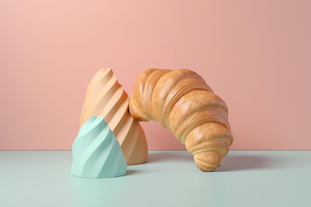 Modelo de bolo Croissant Modelo 3D corte de papel sofisticado