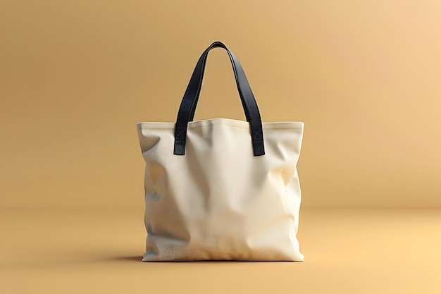 Modelo de bolsa de Tote de tela bege em estilos de renderização 3D