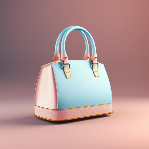 Modelo de bolsa feminina azul e rosa