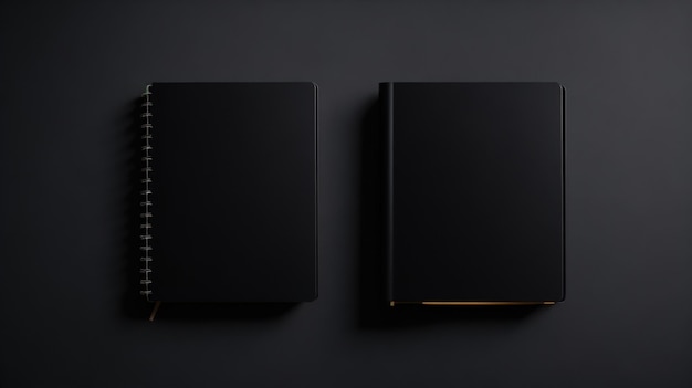 Modelo de caderno com elemento preto em fundo preto