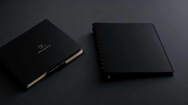 Modelo de caderno com elemento preto em fundo preto