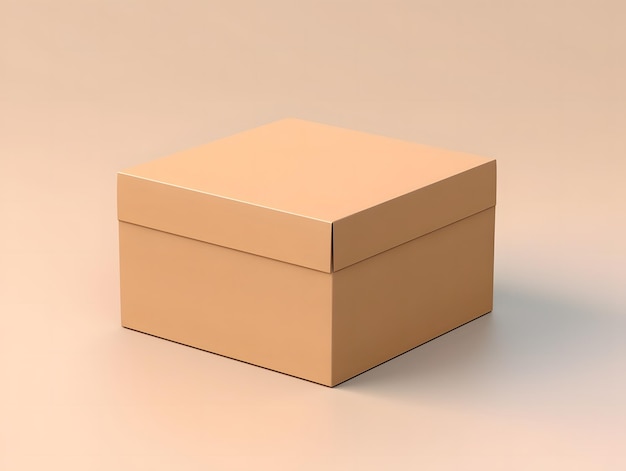 Modelo de caixa de papelão quadrada em branco 3D com fundo isolado