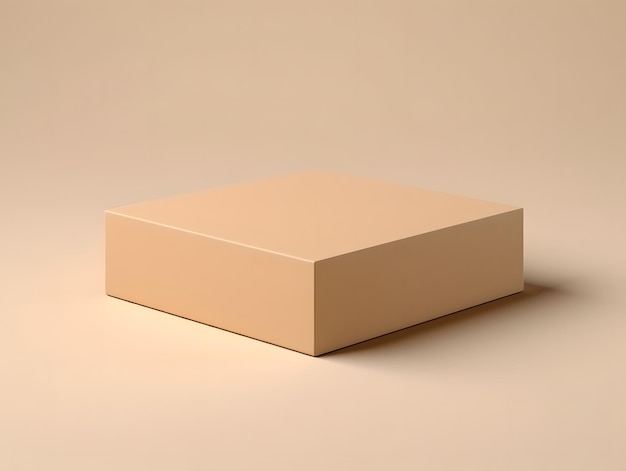 Modelo de caixa de papelão quadrada em branco 3D com fundo isolado