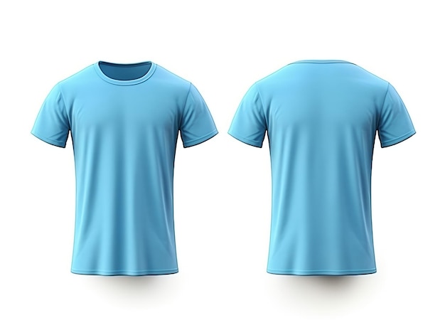 modelo de camiseta azul simples desenho de frente e de trás