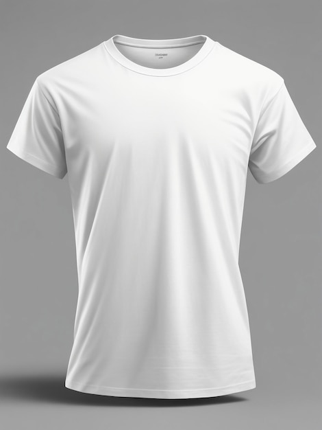 Modelo de camiseta básica para homens brancos em manequim fantasma com fundo branco