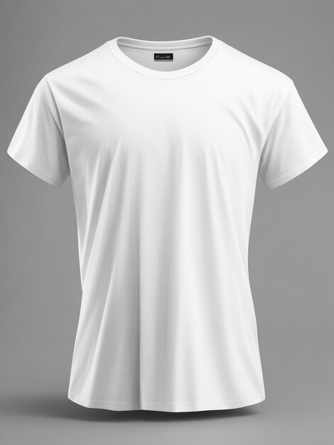 Modelo de camiseta básica para homens brancos em manequim fantasma com fundo branco