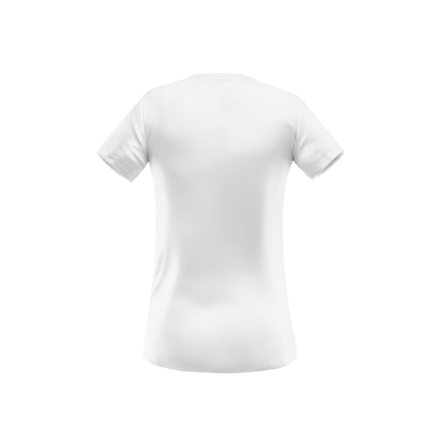 Modelo de camiseta branca de mulher em branco isolado em um fundo branco