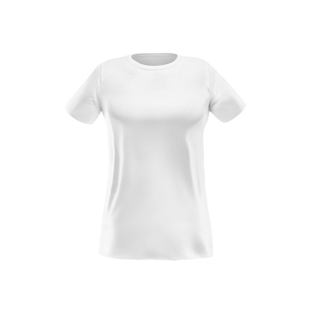 Modelo de camiseta branca de mulher em branco isolado em um fundo branco