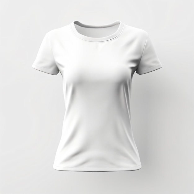 Modelo de camiseta feminina em fundo branco isolado gerado por IA