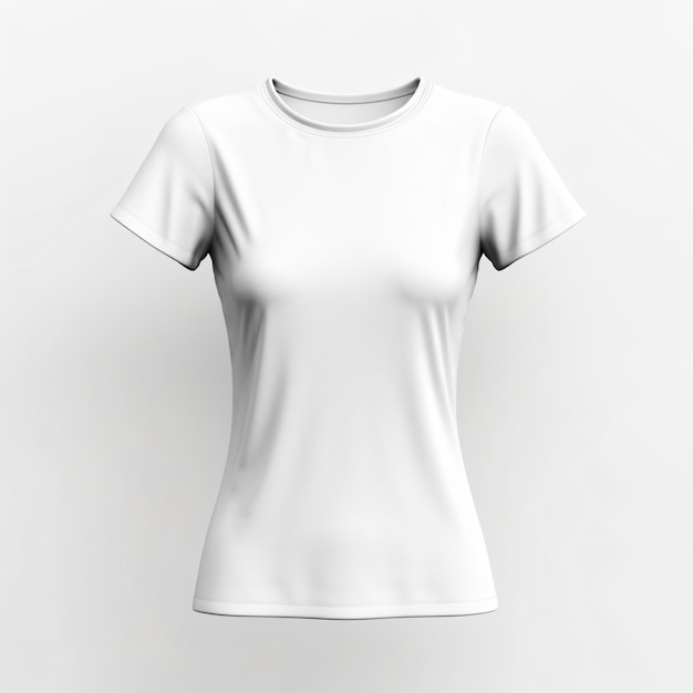 Modelo de camiseta feminina em fundo branco isolado gerado por IA