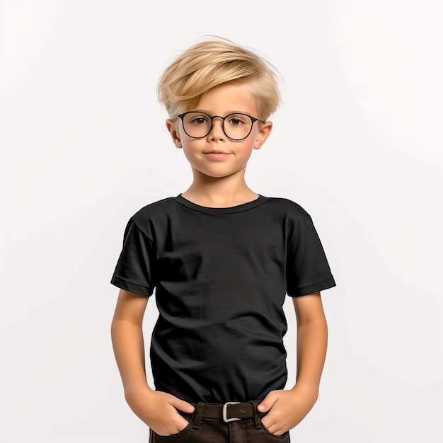 Modelo de camiseta infantil com desenho de camisete amarelo verde vermelho laranja cinza com fundo branco