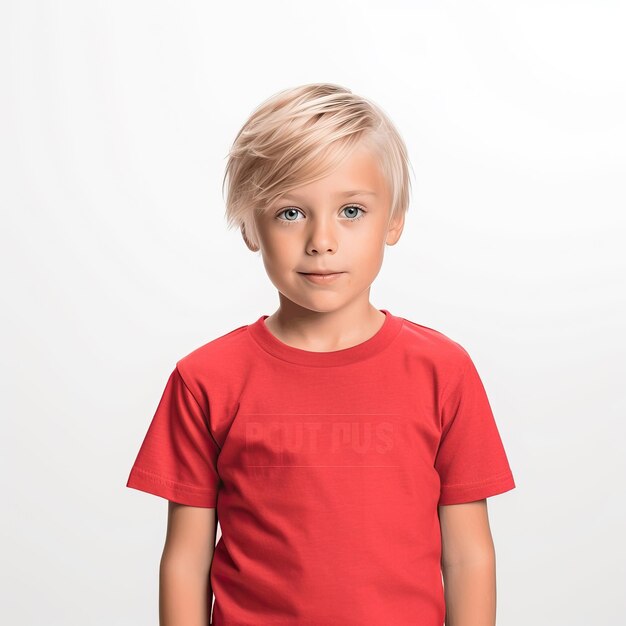 Modelo de camiseta infantil com desenho de camisete amarelo verde vermelho laranja cinza com fundo branco