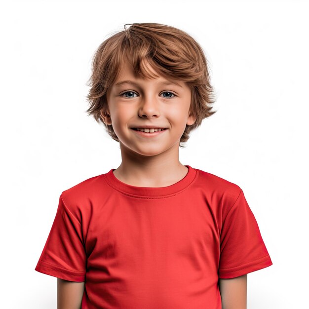 Modelo de camiseta infantil com desenho de camisete amarelo verde vermelho laranja cinza com fundo branco