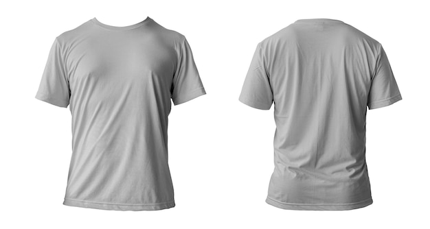 Modelo de camiseta limpa cinza em branco vista frontal isolada Modelo de camiseta vazia simulado Pano de tecido transparente para futebol ou modelo de roupa de estilo