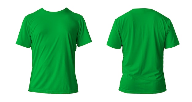 Modelo de camiseta limpa verde em branco vista frontal isolada Modelo de camiseta vazia simulado Pano de tecido transparente para futebol ou modelo de roupa de estilo