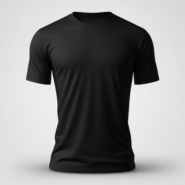 Foto modelo de camiseta preta em fundo branco