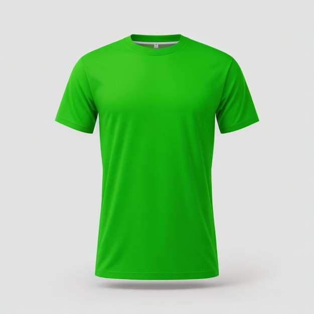 Modelo de camiseta verde em fundo branco