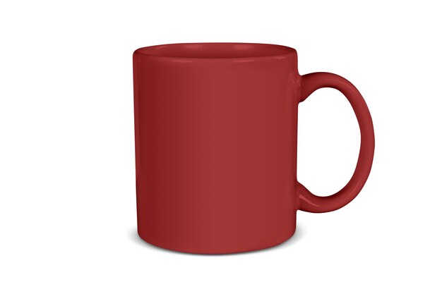 Modelo de caneca de café vermelho de 11 onças isolado em fundo branco