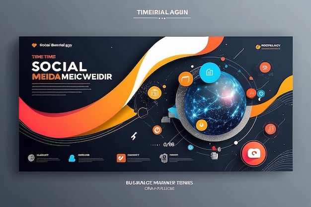 Foto modelo de capa de mídia social totalmente editável ou design publicitário agência de marketing on-line mídia social web banner
