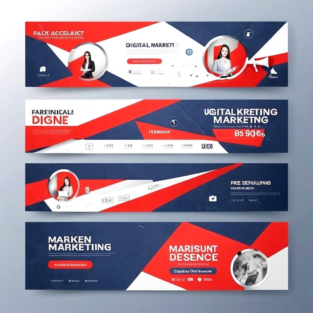 Modelo de capa do Facebook e banner da web da agência de marketing digital