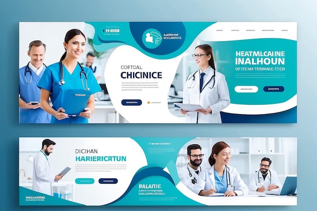 Modelo de capa e banner da Web para mídias sociais médicas e de saúde