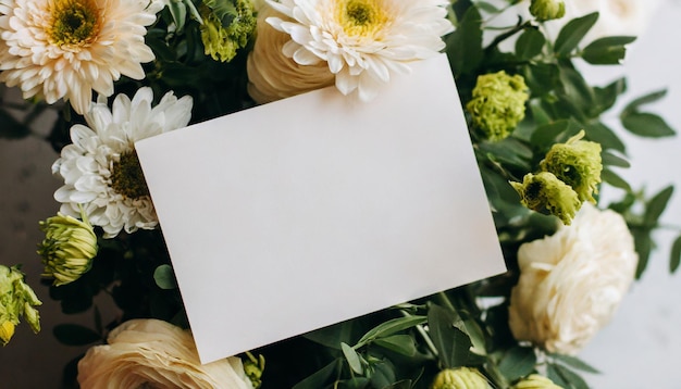 Modelo de cartão de convite adornado com flores naturais oferecendo um modelo minimalista para várias occas