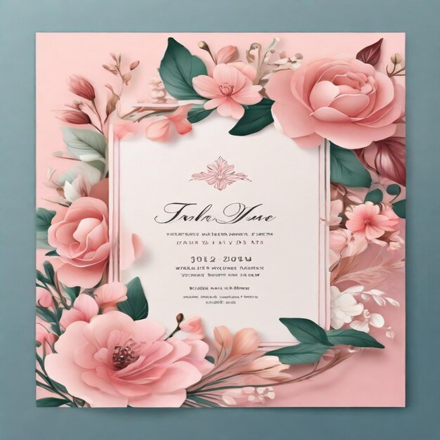 Foto modelo de cartão de convite de casamento floral e luxuoso