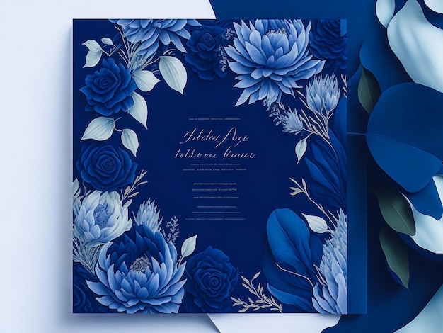 Foto modelo de cartão de convite de casamento floral lindo e elegante