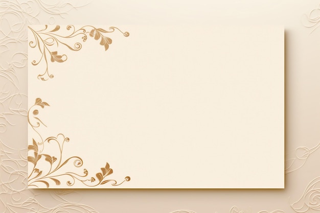 Foto modelo de cartão de convite de cor creme com textura de flores de canto gerado por ia