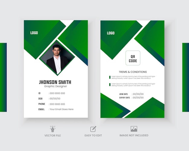 Modelo de cartão de identidade Cartão de identidade de escritório Cartão de identificação de empregado para a sua empresa