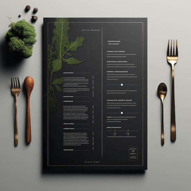modelo de cartão de menu de restaurante