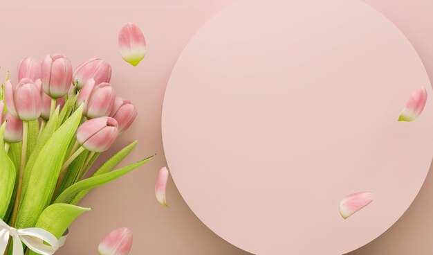 Modelo de cartaz de boas-vindas com Dia Internacional da Mulher Dia dos Namorados Presente de flores de tulipas