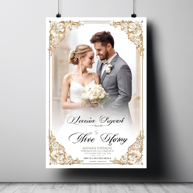 Modelo de cartaz de casamento elegante