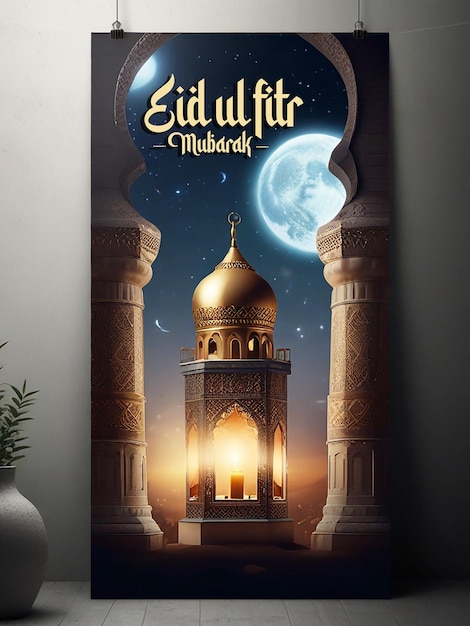 Foto modelo de cartaz de eid ul fitr com fundo suave de ramadã fotografia de cartaz ultra realista relat