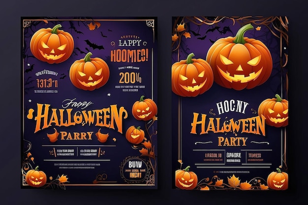 Modelo de cartaz de festa de Halloween com lanternas