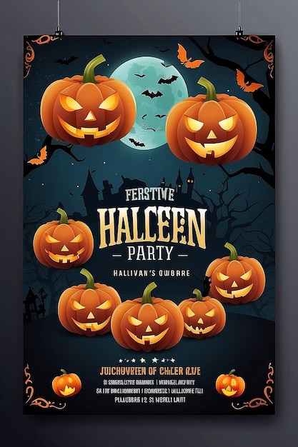 Foto modelo de cartaz de festa de halloween com lanternas