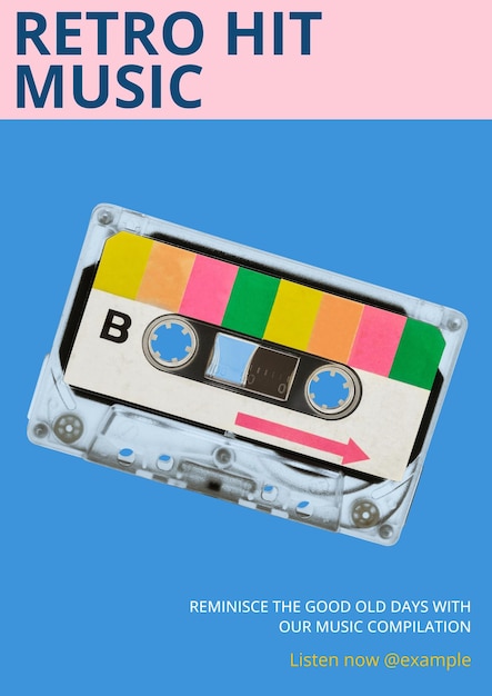 Modelo de cartaz de playlist de música retro