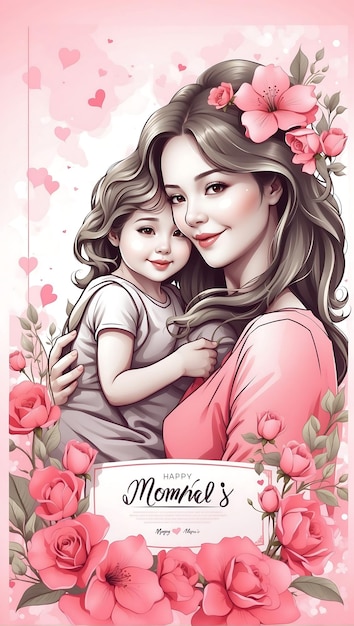 Modelo de cartaz do Dia das Mães Desenho personalizável para celebrar as mães