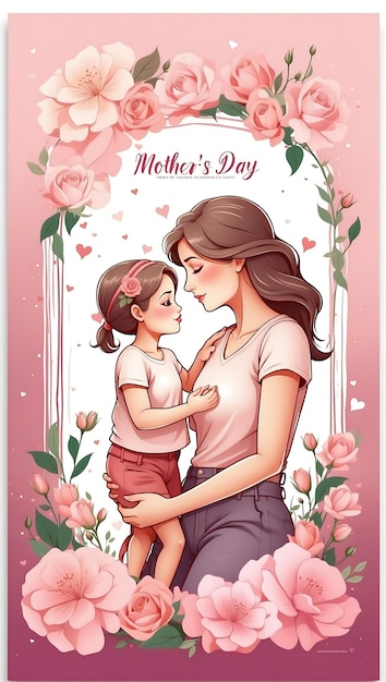 Modelo de cartaz do Dia das Mães Desenho personalizável para celebrar as mães