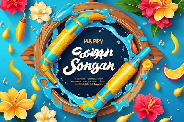 Modelo de cartaz do Happy Songkran