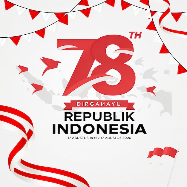 modelo de cartaz vertical do 78º dia da independência da indonésia