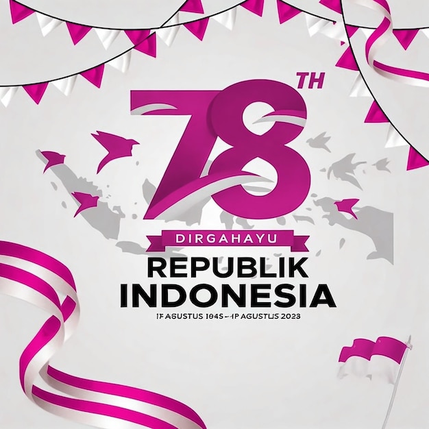 modelo de cartaz vertical do 78º dia da independência da indonésia
