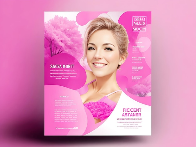Modelo de cartaz vertical do mês de conscientização do câncer de mama plana Conjunto de cartazes coloridos