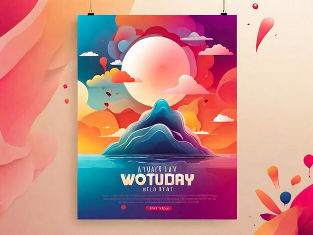 Modelo de cartaz vertical gradiente para o dia mundial da arte