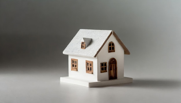 Modelo de casa em miniatura branca Propriedade imobiliária e casa