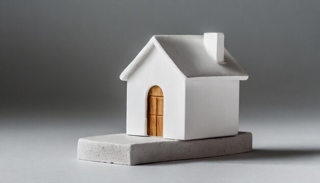 Modelo de casa em miniatura branca Propriedade imobiliária e casa