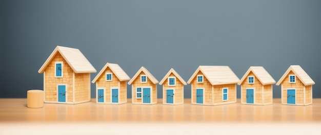 Modelo de casas de madeira em miniatura Generative AI